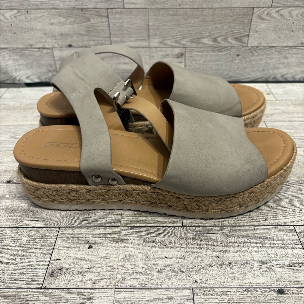 Soda Light Gray Espadrille Platform Sandals